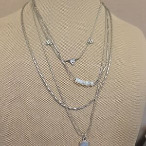 Elegant Silver Layered Necklace Set